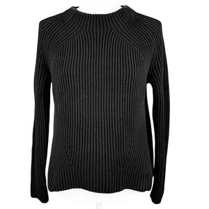 Athleta Rockland Black Ribbed Knit Mock Neck Sweater Cotton Blend Women's Small
